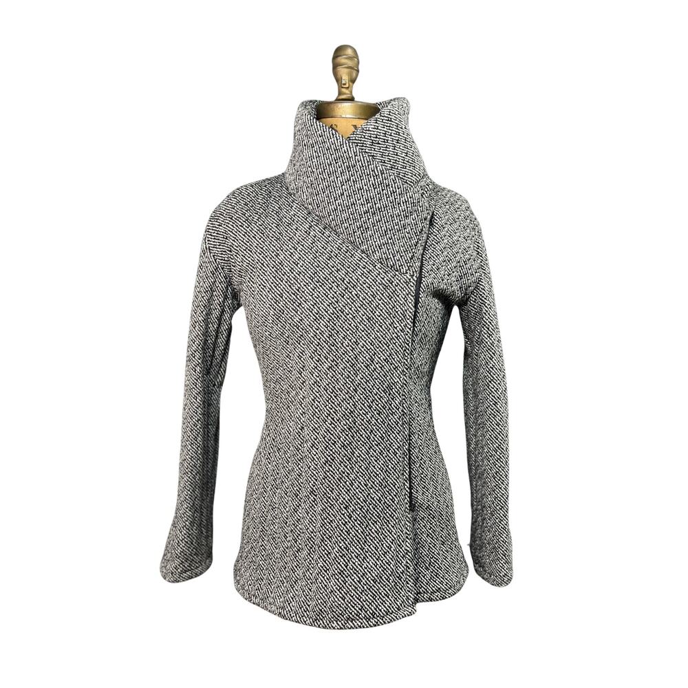 NOTA BENE Vintage XS Black & Ivory Wool Blend Asymmetric Zip Jacket – 1990s